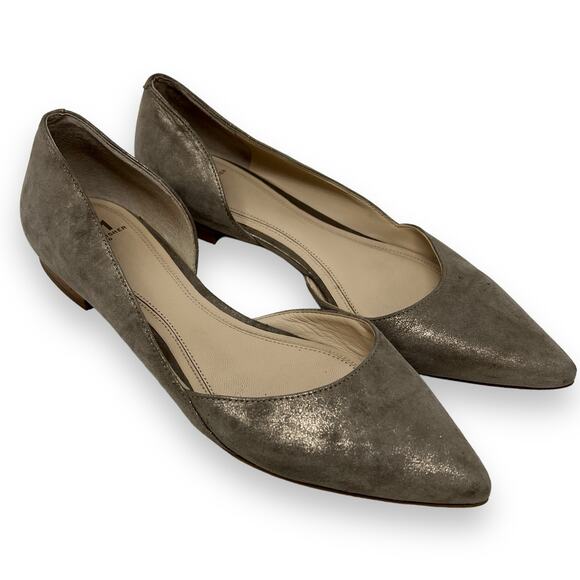 Marc Fisher Sunny D'Orsay Pointed Toe Flats Women's 7 Silver Work Office - Picture 1 of 9